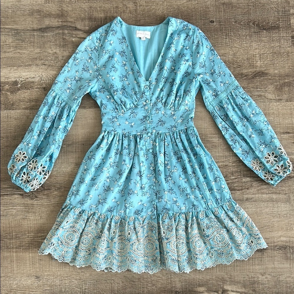 Anthropologie A Collective Story Embroidered Mini Dress size S